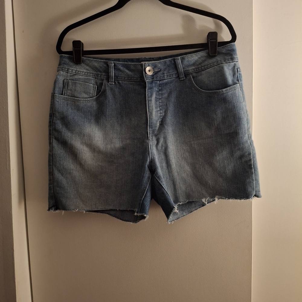 St. John's Bay Women's Light Blue Distressed Jean Shorts